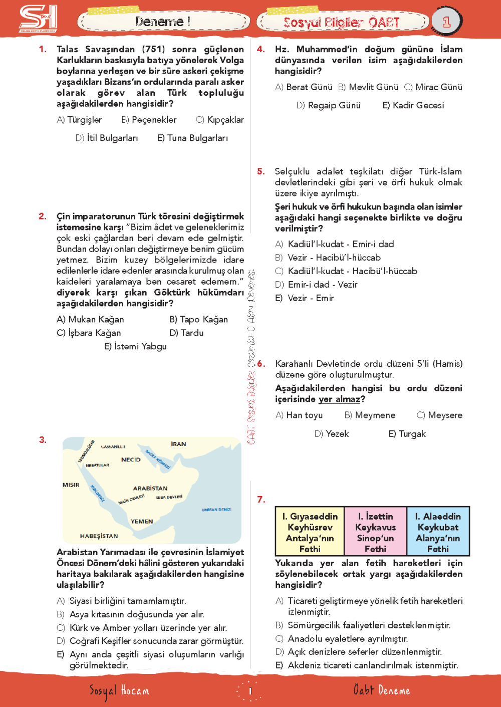 2025 ÖABT Sosyal Bilgiler Çözümlü 15'li Deneme - Görsel 2