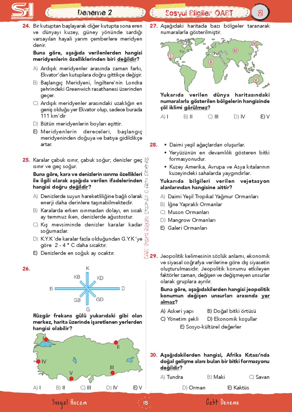 2025 ÖABT Sosyal Bilgiler Çözümlü 15'li Deneme - Görsel 4