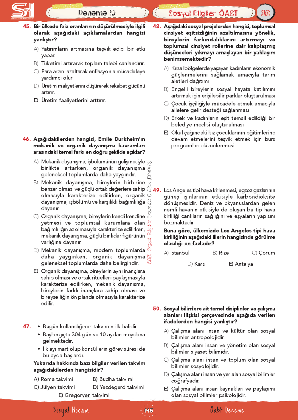 2025 ÖABT Sosyal Bilgiler Çözümlü 15'li Deneme - Görsel 16